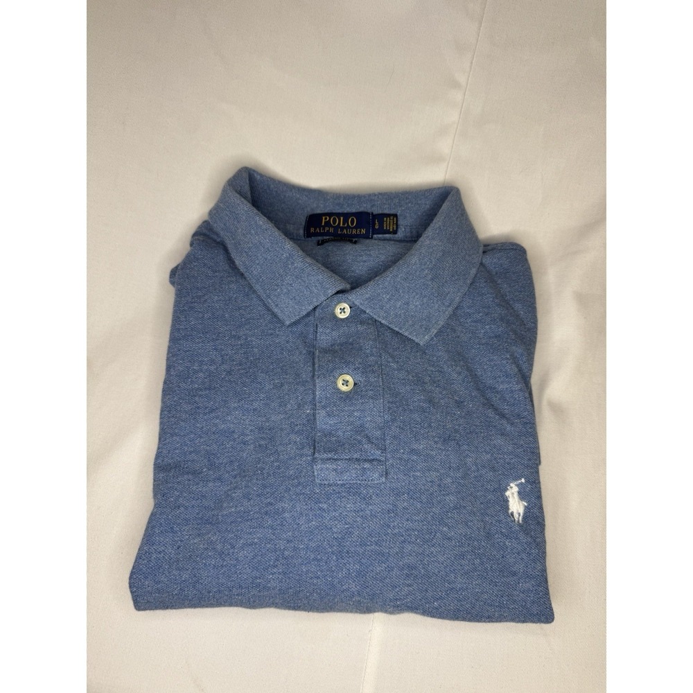Polo‎ Ralph Lauren Blue Short Sleeve Sz L Polo shirt Tiny Hole As Pictured